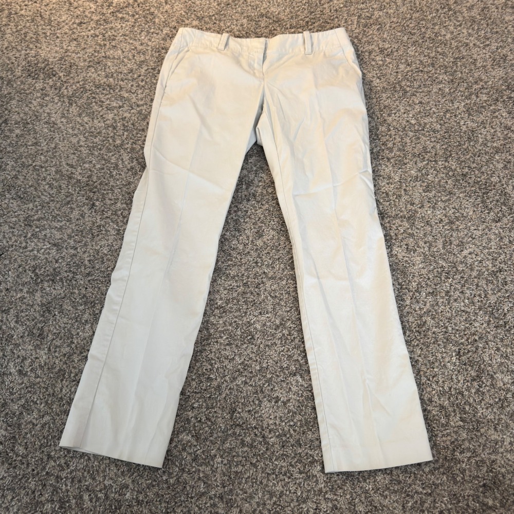 Ann Taylor Womens Petite 4P Beige Cotton Blend Straight Leg Dress Pants 275303